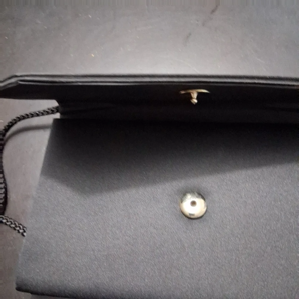 80's Vintage Black Evening Clutch/Bag With Rhinestones